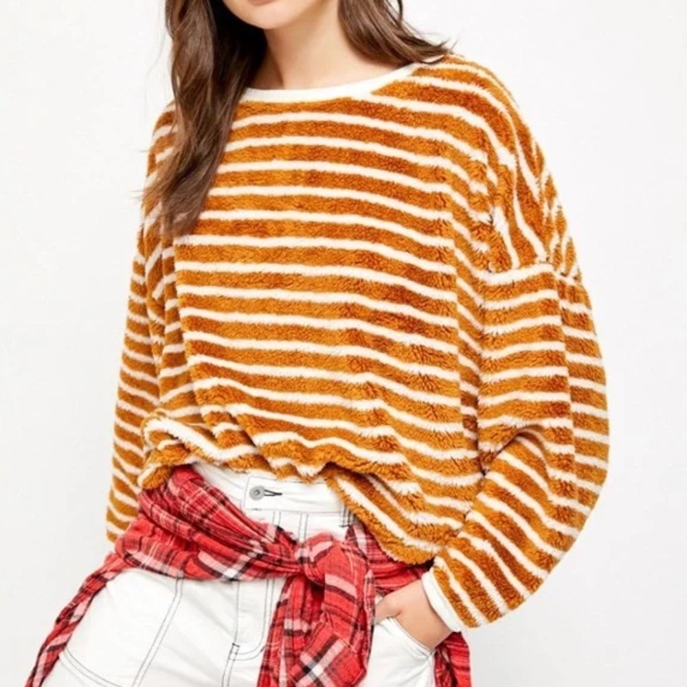 Free People Breton Striped Pullover Sweater Autumn Pearl  Size M